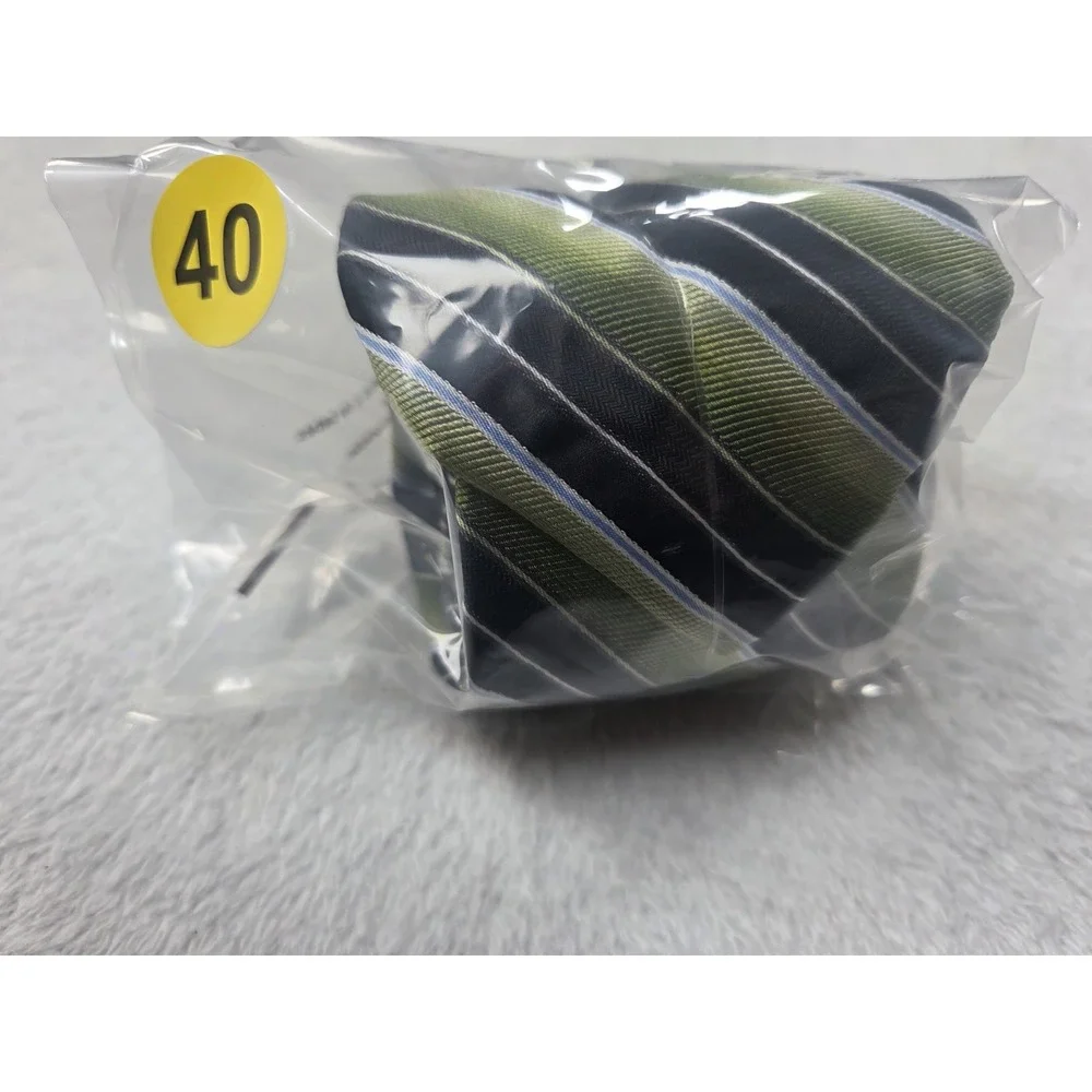 Saddlebred XL Long Silk Tie Green Black Stripe Extra Long 100% Silk Classic - Picture 10 of 10